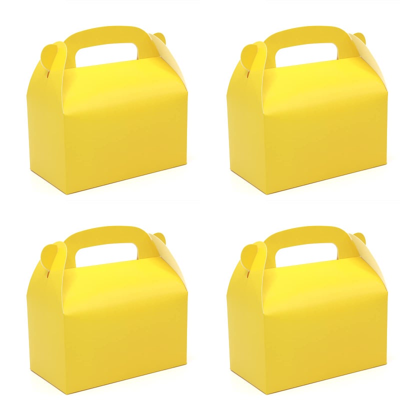 Oletx 30Pack Yellow Party Favor Treat Boxes Goodie Candy Box Gable Paper Gift Boxes with Handles Perfect for Construction and Chic Yellow Submarine Party Decoration Supplies